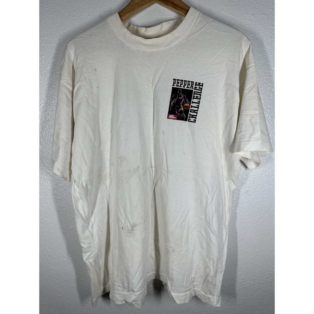 Vintage Dr Pepper‎ Pepper Challenge Shirt Mens XL White Basketball Made USA 90s